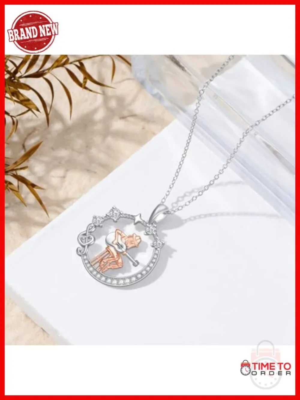 925 Sterling Silver Guitar Pendant Necklace Music Lover Gift